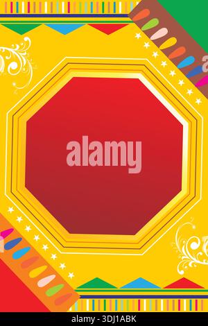 Illustration géométrique colorée avec cadre octogonal Illustration de Vecteur