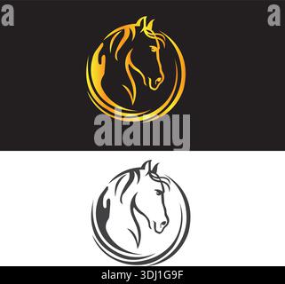 Logo Golden Horse design nouveau logo unique de marque pro vecteur Illustration de Vecteur