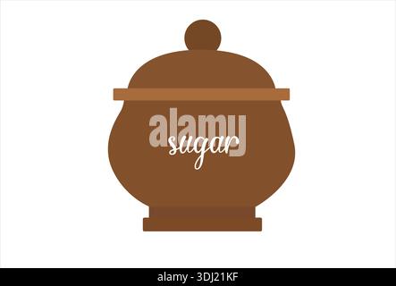 Illustration de pot de sucre brun avec couvercle Illustration de Vecteur