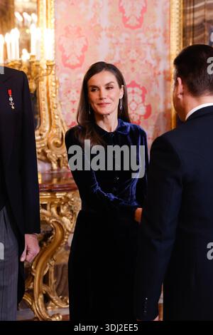 Madrid, Espagne. 23 janvier 2026. Le roi d'Espagne Felipe VI et la reine Letizia lors d'une réception avec le corps diplomatique accrédité à Madrid le vendredi 23 janvier 2026 (photo d'Oscar Gonzalez/Sipa USA) crédit : Sipa USA/Alamy Live News Banque D'Images