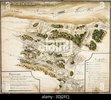 Position des armées américaine et française à Phillipsbourg : 19 miles de Kingsbridge et 25 miles de New York, depuis le 6 juillet 1781 Banque D'Images