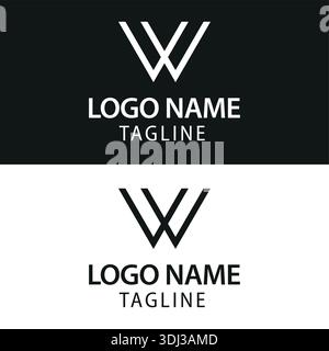 Lettre W logo design, logo Premium Business couleur blanche sur fond noir. Illustration de Vecteur