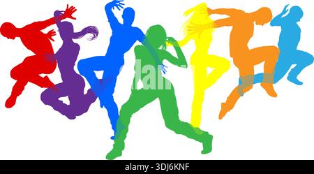 Danseurs Silhouette Street Dance pose silhouettes Illustration de Vecteur