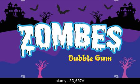 Spooky Halloween Treat Design avec ZomBes Bubble Gum thème Illustration de Vecteur
