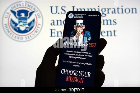 Offre d'emploi chez ICE - US Immigration and Customs Enforcement Banque D'Images