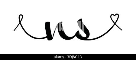 NS initial mariage monogramme calligraphie illustration vectorielle. Lettrage dessiné à la main n et s Love logo design pour l'affiche de la Saint-Valentin, carte de voeux, p Illustration de Vecteur