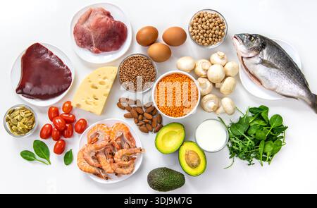 Aliments qui contiennent des vitamines B. Mise au point sélective Banque D'Images