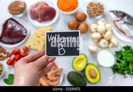 Aliments qui contiennent des vitamines B. Mise au point sélective Banque D'Images