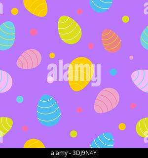 Motif sans couture décoratif d'oeufs de Pâques sur fond violet. Un motif coloré sans couture avec des œufs de Pâques décorés avec divers motifs sur un vi Illustration de Vecteur