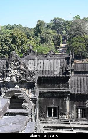 Découverte des ruines d'Angkor Wat, près de Siem Reap Banque D'Images