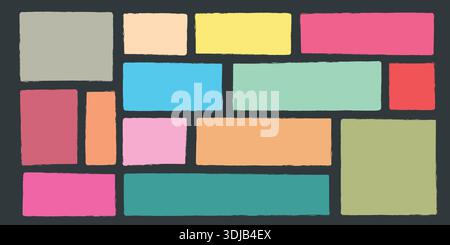 Blocs de mise en page colorés abstraits avec bords découpés à la main Illustration de Vecteur