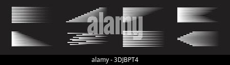 Lignes de vitesse réglées. Effet de mouvement, lignes blanches sur fond noir Illustration de Vecteur