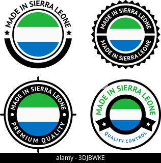 Drapeau national de la République de Sierra Leone, définit des icônes vectorielles plates Illustration de Vecteur