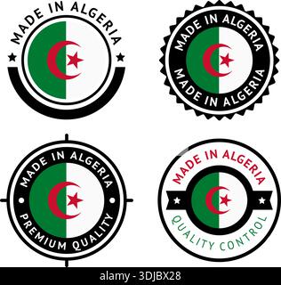 Drapeau national de la République algérienne démocratique et populaire, définit des icônes vectorielles plates Illustration de Vecteur