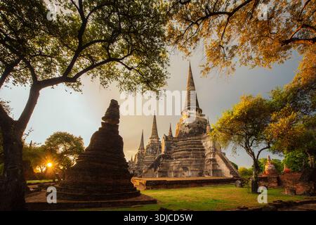 Temple Wat Phra si Sanphet sur le site de l'ancien Palais Royal, Parc historique d'Ayutthaya, Ayutthaya, Thaïlande Banque D'Images