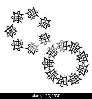 Ornements de fleurs de Mandala. Vecteur de répétition circulaire. Éléments décoratifs en dentelle. Motif floral ethnique. SPE 10. Illustration de Vecteur