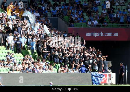 Melbourne, Victoria, Australie. 26 janvier 2026. MELBOURNE, AUSTRALIE - JANVIER 26 : les fans du Sydney FC avant de jouer la victoire de Melbourne lors de la 14e manche masculine de A-League à AAMI Park le 26 janvier 2026 à Melbourne, Australie (image crédit : © Chris Putnam/ZUMA Press Wire) USAGE ÉDITORIAL SEULEMENT ! Non destiné à UN USAGE commercial ! Banque D'Images