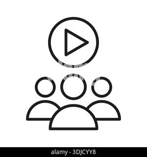 Icône d'apprentissage en ligne. Symbole de groupe de destinataires. Vecteur de présentation vidéo. Élément d'événement webinaire. Illustration de Vecteur