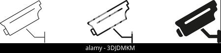 Ligne de caméra de surveillance et icône continue. Surveillance de la sécurité, CCTV et vidéo surveillance Outline et Silhouette Symbol Collection. Sécurité et Illustration de Vecteur