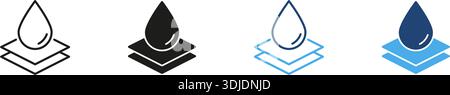 Jeu d'icônes de ligne de couche de matériau imperméable et solide. Collection de symboles Silhouette et imperméabilité. Barrière contre l'humidité et Illustration de Vecteur