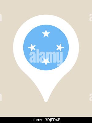 Drapeau national de Micronésie à l'intérieur d'un marqueur d'épingle de carte vectorielle, représentant un emplacement géographique pour voyager dans un style moderne.. Illustration de Vecteur