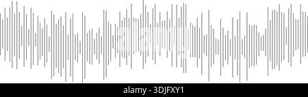 Concept de détection de signal. Conception de forme d'égaliseur abstrait noir. Radio audio ou visualisation sismique. Schéma d'assistant vocal numérique. Lecteur d'échantillons de pistes de chansons vectorielles. ELEMENT LINEAIRE a ondes sonores musicales Illustration de Vecteur