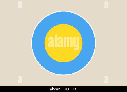 Le drapeau national de Palau vecteur présenté comme une icône circulaire propre isolé sur un fond simple représentant le patriotisme. Illustration de Vecteur