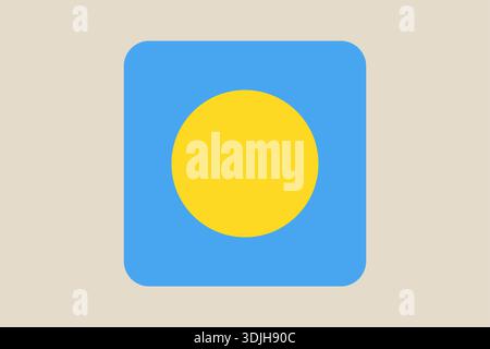 Palauan Flag Vector Symbol conçu comme une icône carrée arrondie, parfait pour les interfaces web et app avec une sensation moderne. Illustration de Vecteur