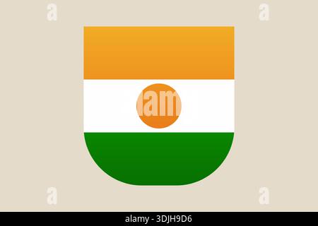 Vecteur de drapeau national du Niger illustré dans une simple icône de badge bouclier représentant le patriotisme et l'identité ouest-africaine.. Illustration de Vecteur