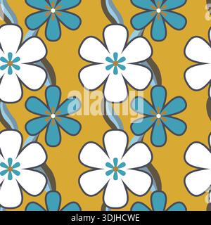 Motif floral fleuri sans couture basé sur des ornements d'art dessinés à la main. Fleurs colorées, feuilles, plantes sur fond de couleur. Illustration vectorielle. Simple Illustration de Vecteur