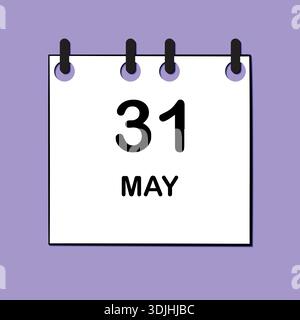 Mai 31. Icône calendrier quotidien pour la conception. Conception simple pour brochure commerciale, flyer, médias imprimés, publicité. Facilement modifiable Illustration de Vecteur