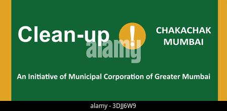 Concept de ville propre à Mumbai, en Inde, montrant des poubelles à code couleur promouvant la propreté, la séparation des déchets, le recyclage et la sensibilisation à Swachh Bharat. Illustration de Vecteur