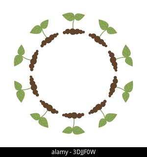 Cadre rond avec pousses vertes. Série estivale d'illustrations plates. Outils pour la culture de plantes, le jardinage et le jardinage de légumes. Illustration de Vecteur