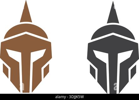 Heroic Spartan Helmet logo avec épée et bouclier pour Decorat Tshirt Tattoo Ink Outline CNC simple Illustration de Vecteur