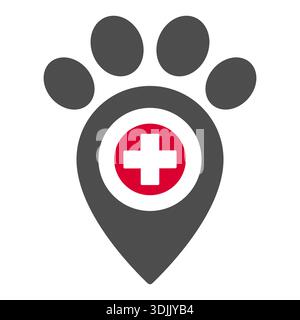 Illustration de l'icône d'emplacement de la clinique vétérinaire sur fond blanc Illustration de Vecteur