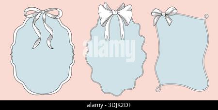 Cadres festifs décoratifs dessinés à la main avec des noeuds illustration graphique détaillée, tous les éléments sont isolés Illustration de Vecteur