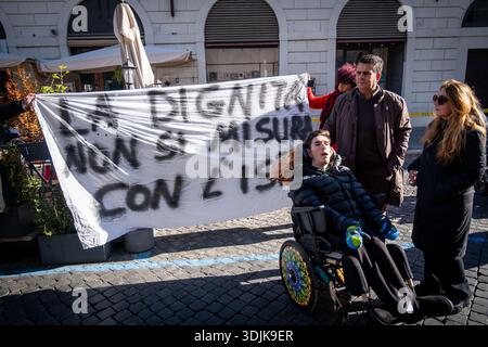 Rome, RM, Italie. 27 janvier 2026. Rome : les associations d'aidants familiaux se rassemblent pour la reconnaissance des droits des personnes handicapées et de leurs aidants, et contre le projet de loi Locatelli. (Crédit image : © Marco Di Gianvito/ZUMA Press Wire) USAGE ÉDITORIAL SEULEMENT ! Non destiné à UN USAGE commercial ! Banque D'Images