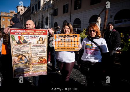 Rome, RM, Italie. 27 janvier 2026. Rome : les associations d'aidants familiaux se rassemblent pour la reconnaissance des droits des personnes handicapées et de leurs aidants, et contre le projet de loi Locatelli. (Crédit image : © Marco Di Gianvito/ZUMA Press Wire) USAGE ÉDITORIAL SEULEMENT ! Non destiné à UN USAGE commercial ! Banque D'Images