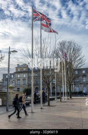 Luke Campbell, maire du parti réformiste britannique à Hull, s’aligne sur la volonté du parti de limiter les affichages officiels de drapeaux à l’Union Jack et à la Croix de George. Banque D'Images