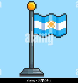 Pixel art Argentine Flag design d'actifs de jeu Illustration de Vecteur