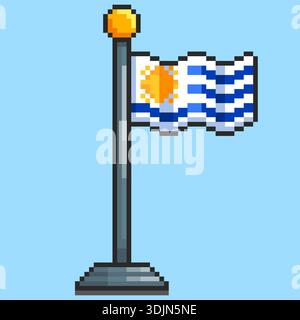 Pixel art Uruguay Flag design d'actifs de jeu Illustration de Vecteur