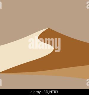 Illustration de paysage minimal de dunes de sable en couches avec un chemin de lumière sinueux Illustration de Vecteur
