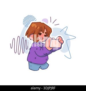 Caractère AI Mobile Content communication Illustration de Vecteur