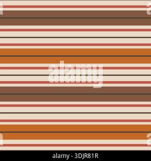 Rayures horizontales élégantes dans des tons terreux chauds. Fond de modèle vectoriel sans couture en orange de citrouille d'automne, marron et neutres. Sophistiqué Illustration de Vecteur