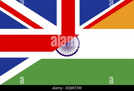 Très grande taille moitié Royaume-uni moitié drapeau inde Banque D'Images