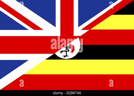 Très grande taille moitié Royaume-uni moitié drapeau ouganda Banque D'Images