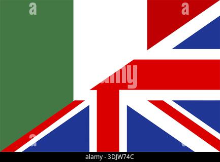 Très grande taille moitié Royaume-uni moitié italie drapeau Banque D'Images