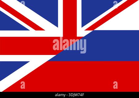 Très grande taille moitié Royaume-uni moitié drapeau russie Banque D'Images