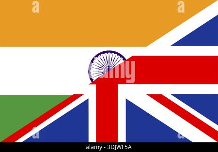 Très grande taille moitié Royaume-uni moitié drapeau inde Banque D'Images