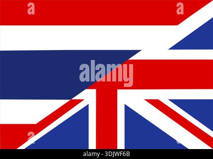Très grande taille moitié Royaume-uni moitié drapeau thaïlande Banque D'Images